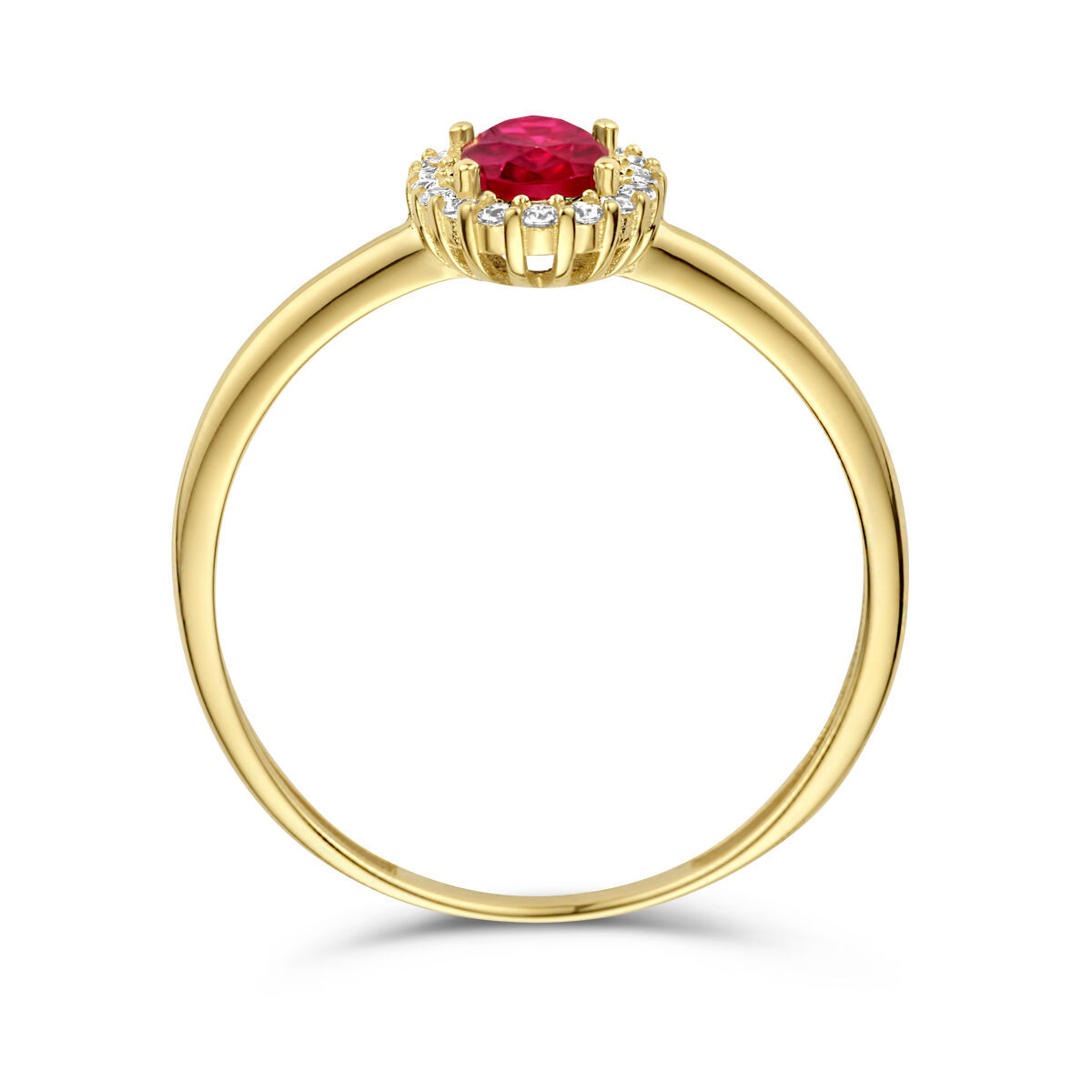 14-karaat ring met ovale rode zirkonia
