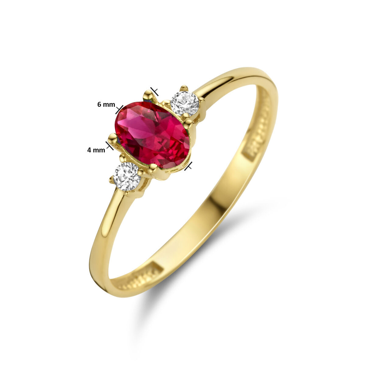14-Karaat ring met rode zirkonia
