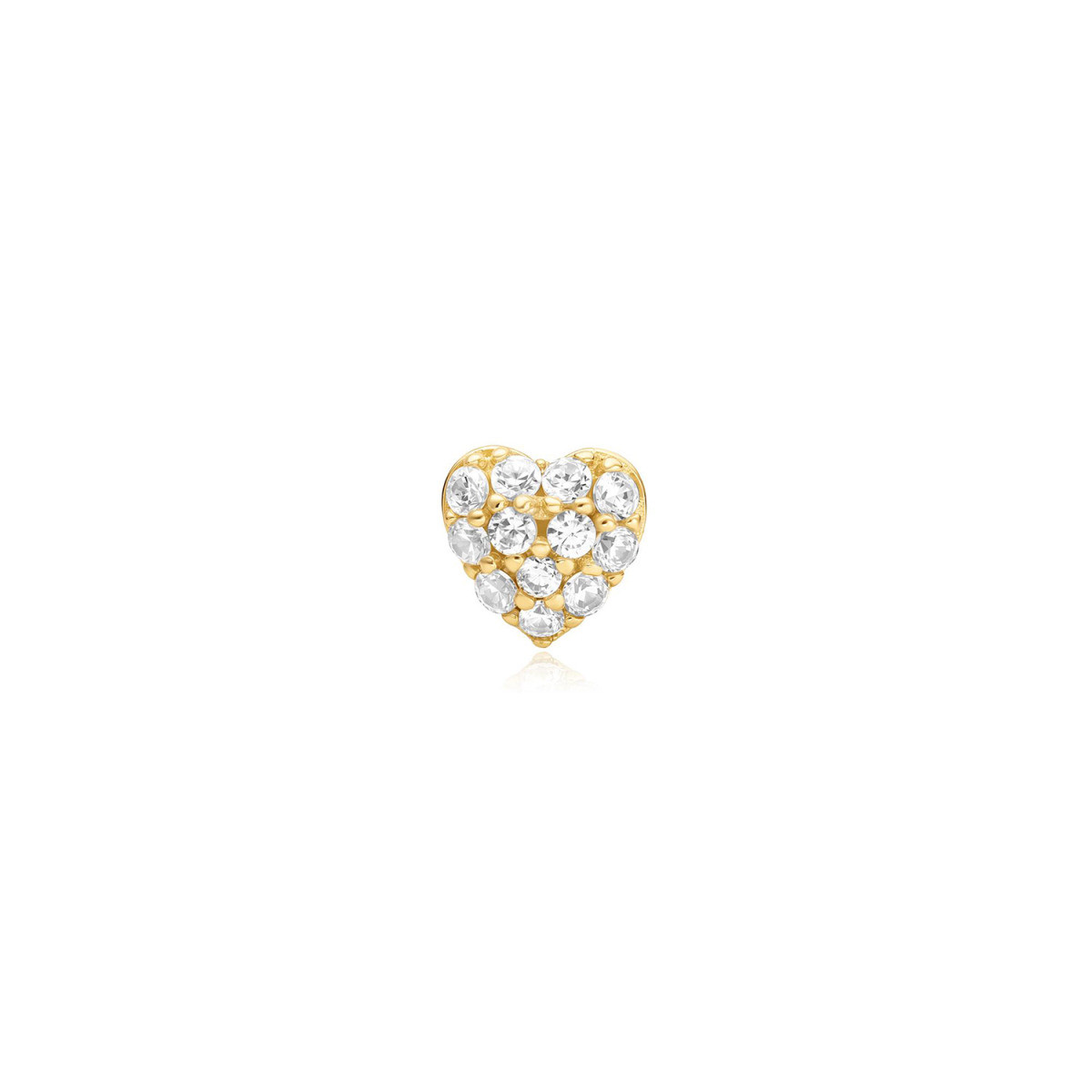Ania Haie Ear Edit AH E070-04G goudkleurige oorpiercing met zirkonia hart 4 mm breed hoogte 4 mm - per stuk