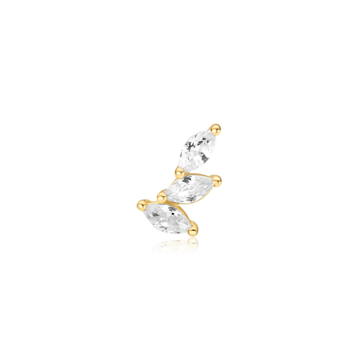 Ania Haie Ear Edit AH E070-08G gold plated oorpiercing met marquise zirkonia 5 mm breed hoogte 8 mm - per stuk