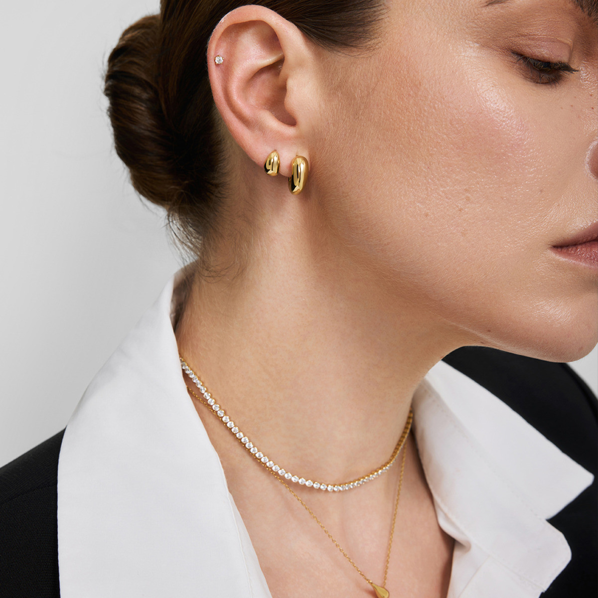 Ania Haie Fairy Dust AH E079-03G gold plated oorpiercing met transparante zirkonia diameter 3 mm - per stuk