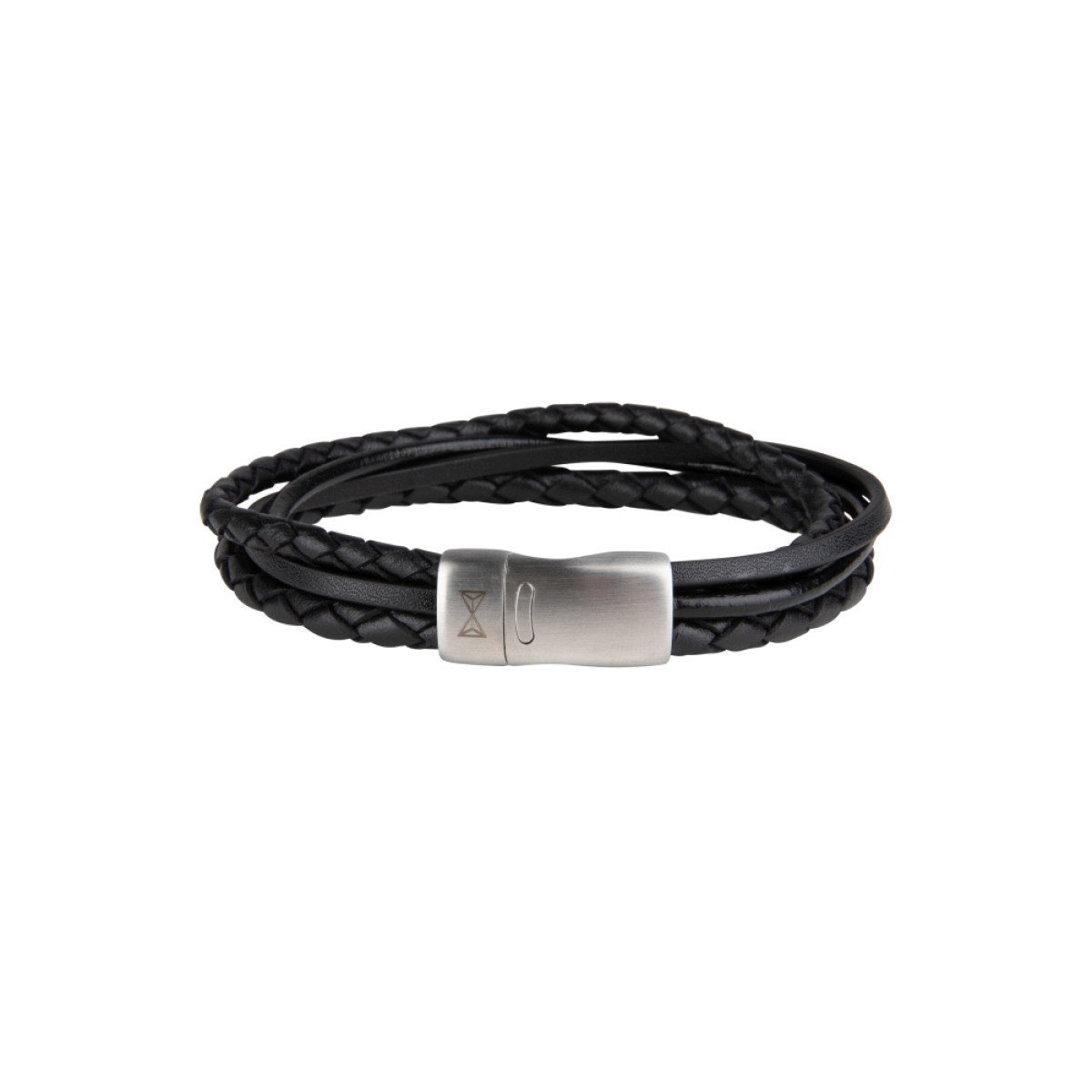 Aze Jewels Adventure AZ-BL003-A zwart leren armband met zilverkleurige magneetsluiting 11 mm breed