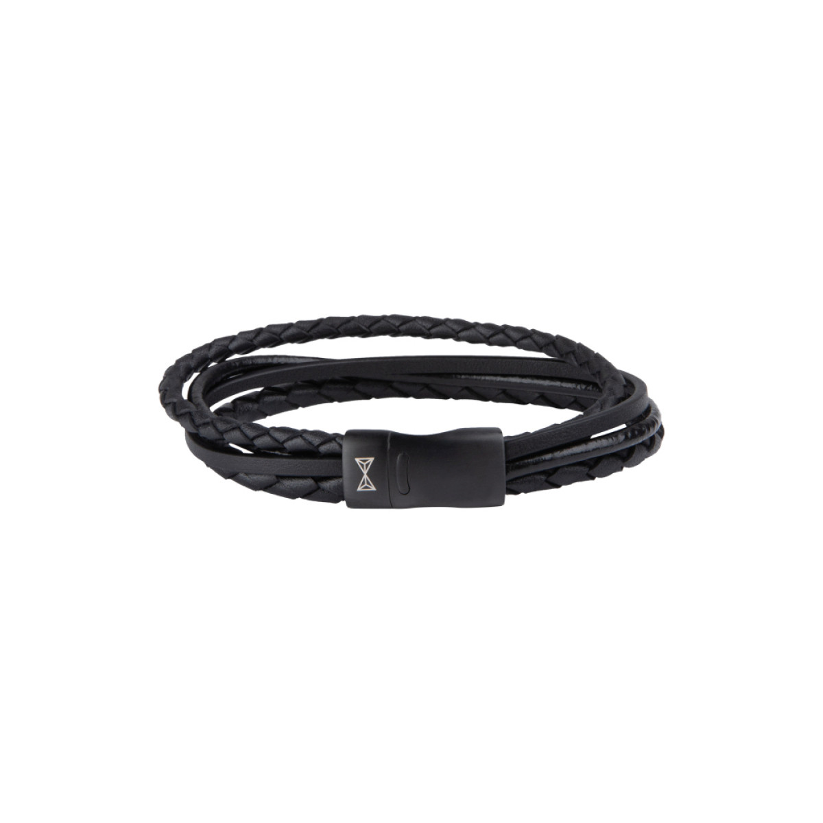Aze Jewels Adventure AZ-BL003-C zwarte armband met gevlochten leer 24 mm breed