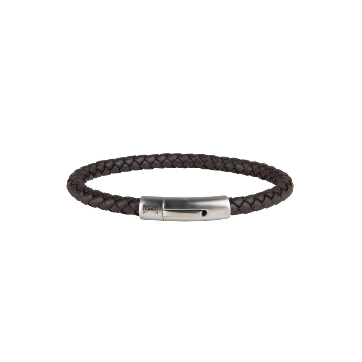 Aze Jewels Adventure AZ-BL004-B gevlochten bruine armband met zilverkleurige sluiting 6 mm breed