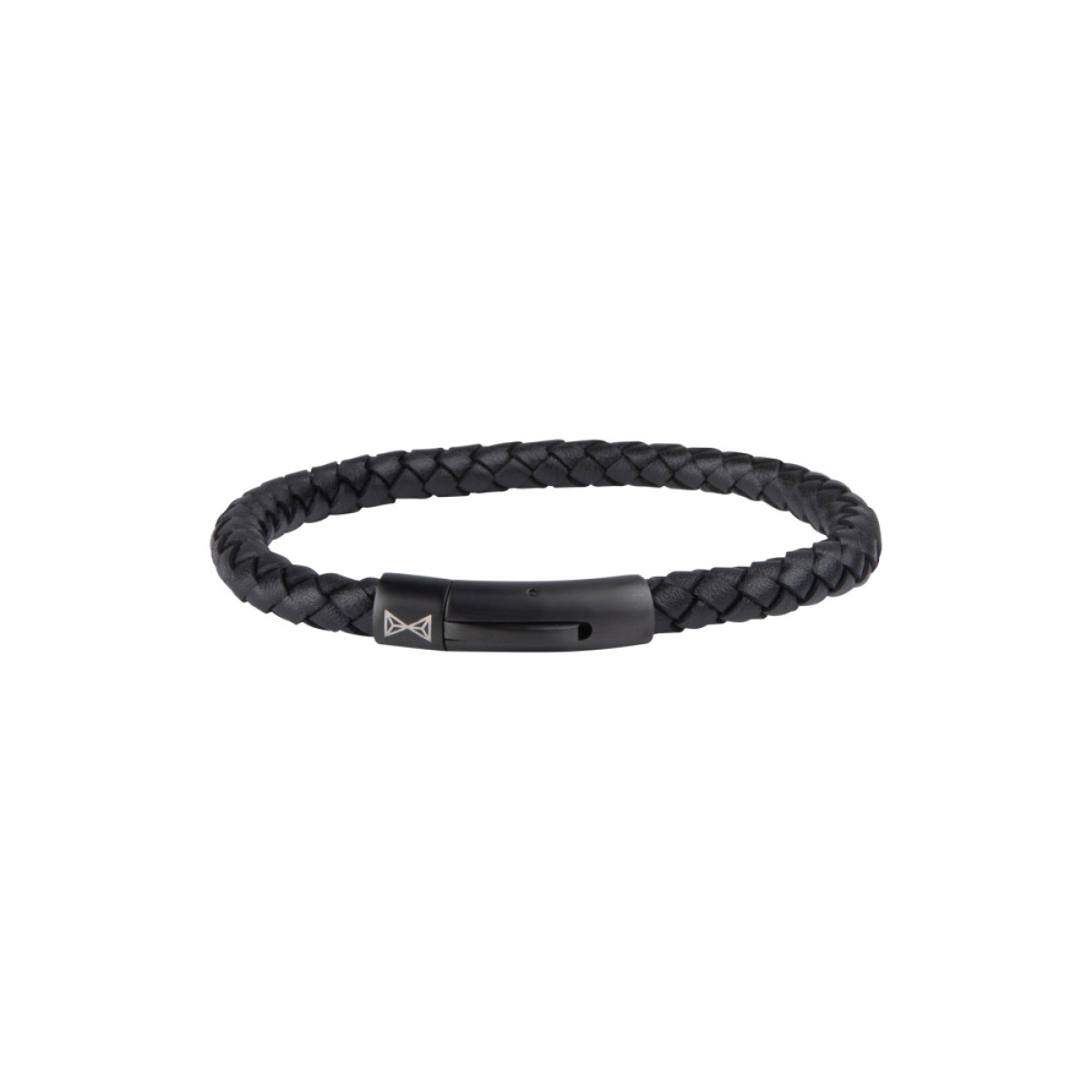 Aze Jewels Adventure AZ-BL004-C zwarte gevlochten leren armband 6 mm breed
