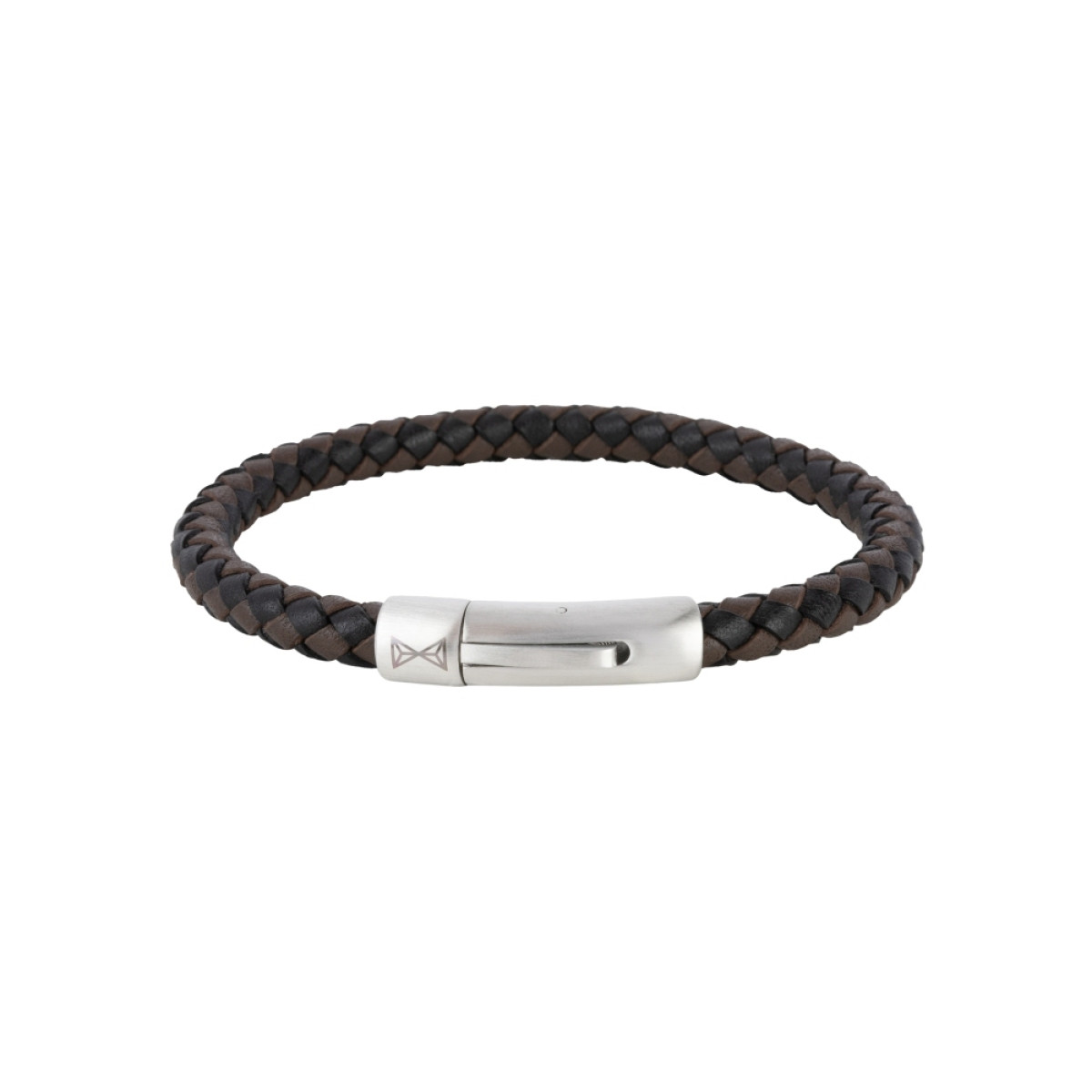 Aze Jewels Adventure AZ-BL004-H bruine gevlochten leren armband met zilverkleurige sluiting