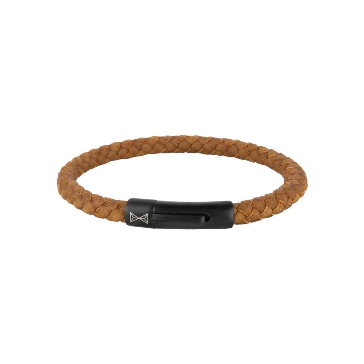 Aze Jewels Adventure AZ-BL004-I bruine leren armband met zwart stalen sluiting 6 mm breed