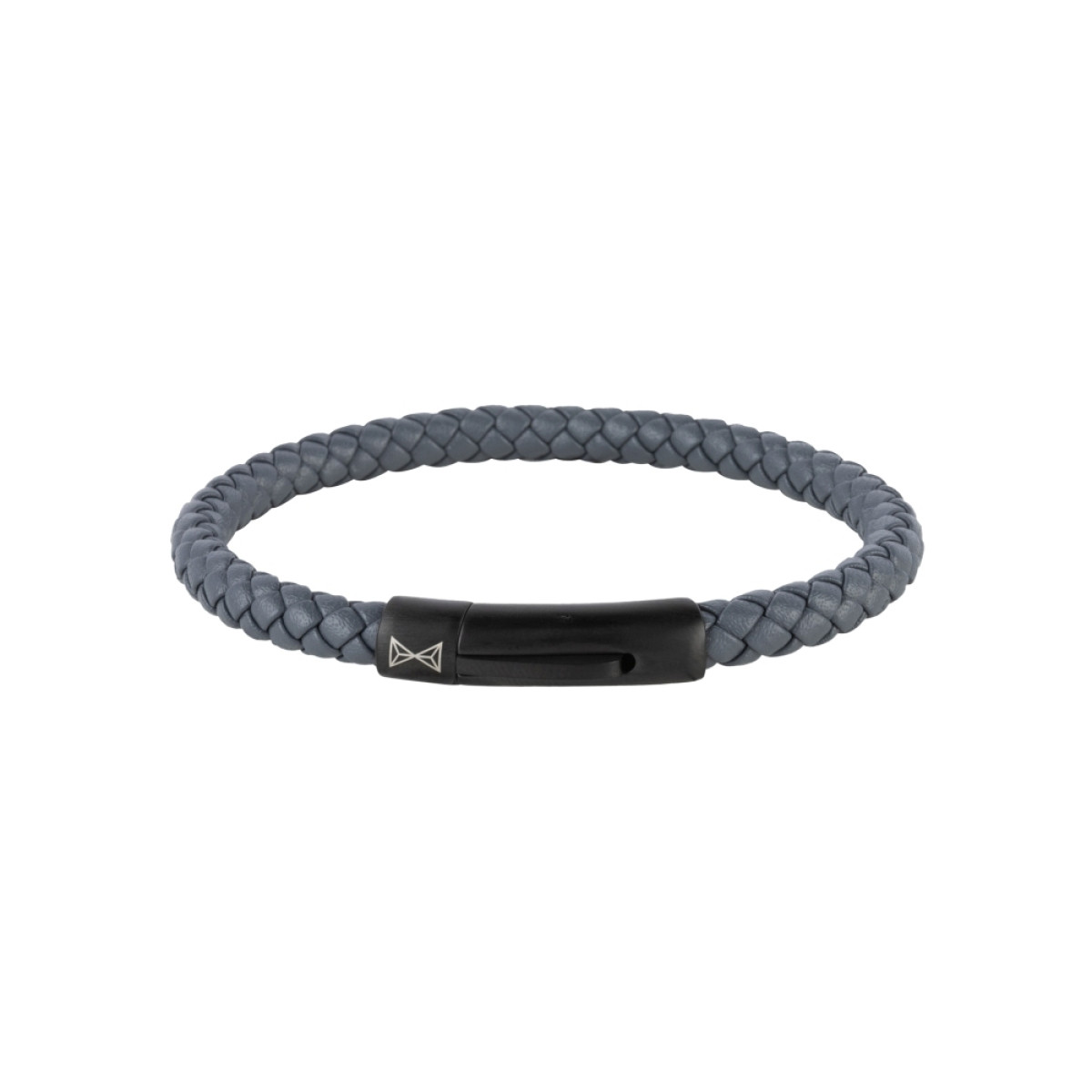 Aze Jewels Adventure AZ-BL004-J grijze leren en zwart stalen armband 6 mm breed