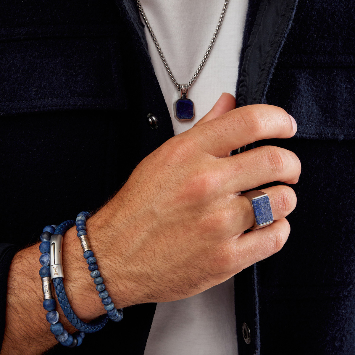 Aze Jewels Adventure AZ-BL004-K blauwe leren armband met magneetsluiting 6 mm breed