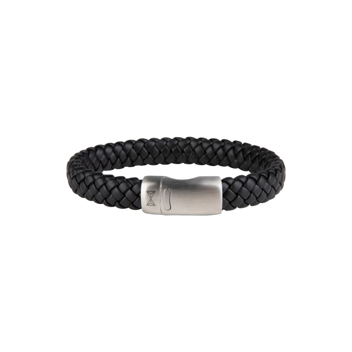 Aze Jewels Adventure AZ-BL005-A zwarte leren armband met zilverkleurige sluiting 11 mm breed