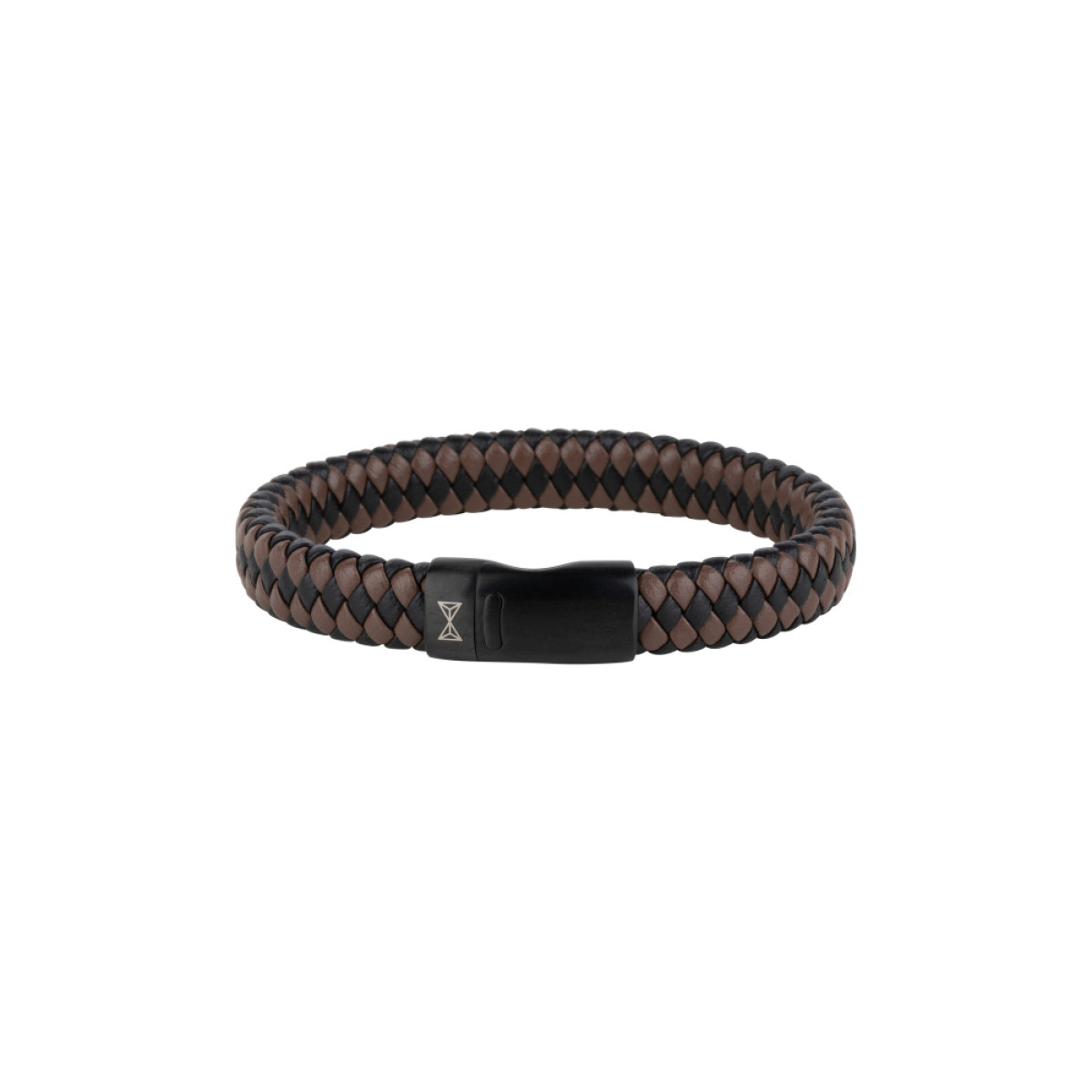 Aze Jewels Adventure AZ-BL005-O zwarte en bruine leren herenarmband 12 mm breed