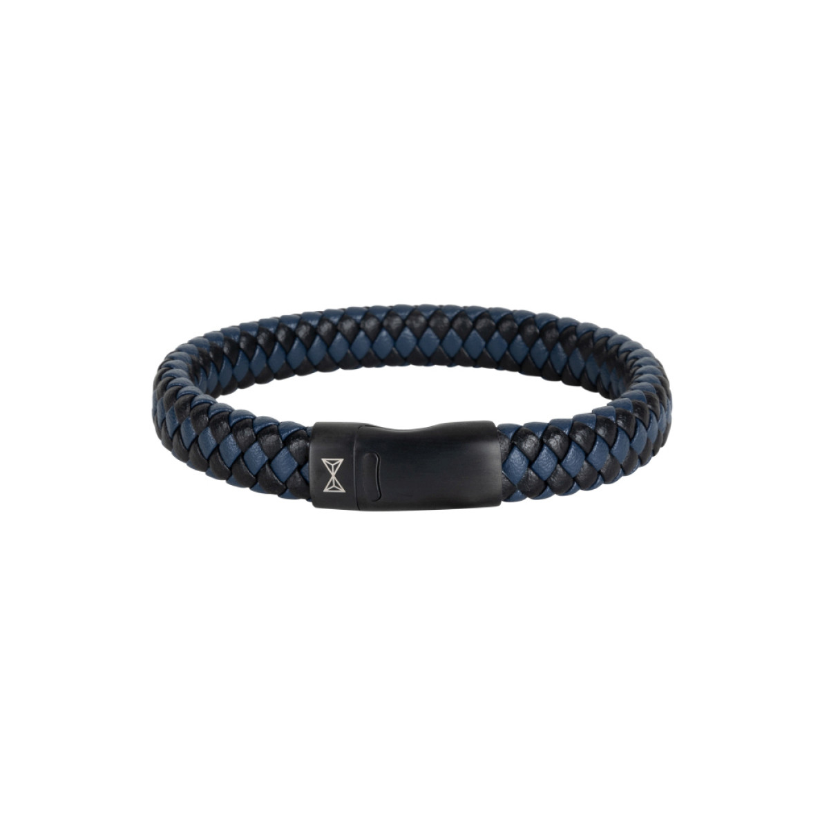 Aze Jewels Adventure AZ-BL005-Q leren en stalen armband blauw en zwart 12 mm breed