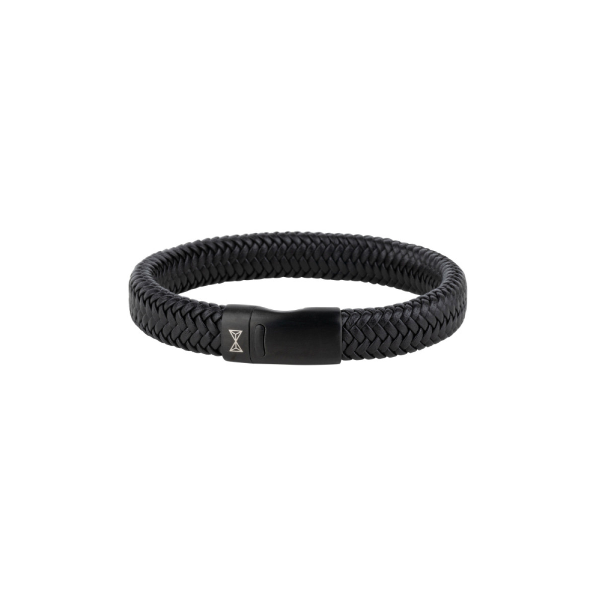 Aze Jewels Adventure AZ-BL007-C zwarte gevlochten leren armband 12 mm breed