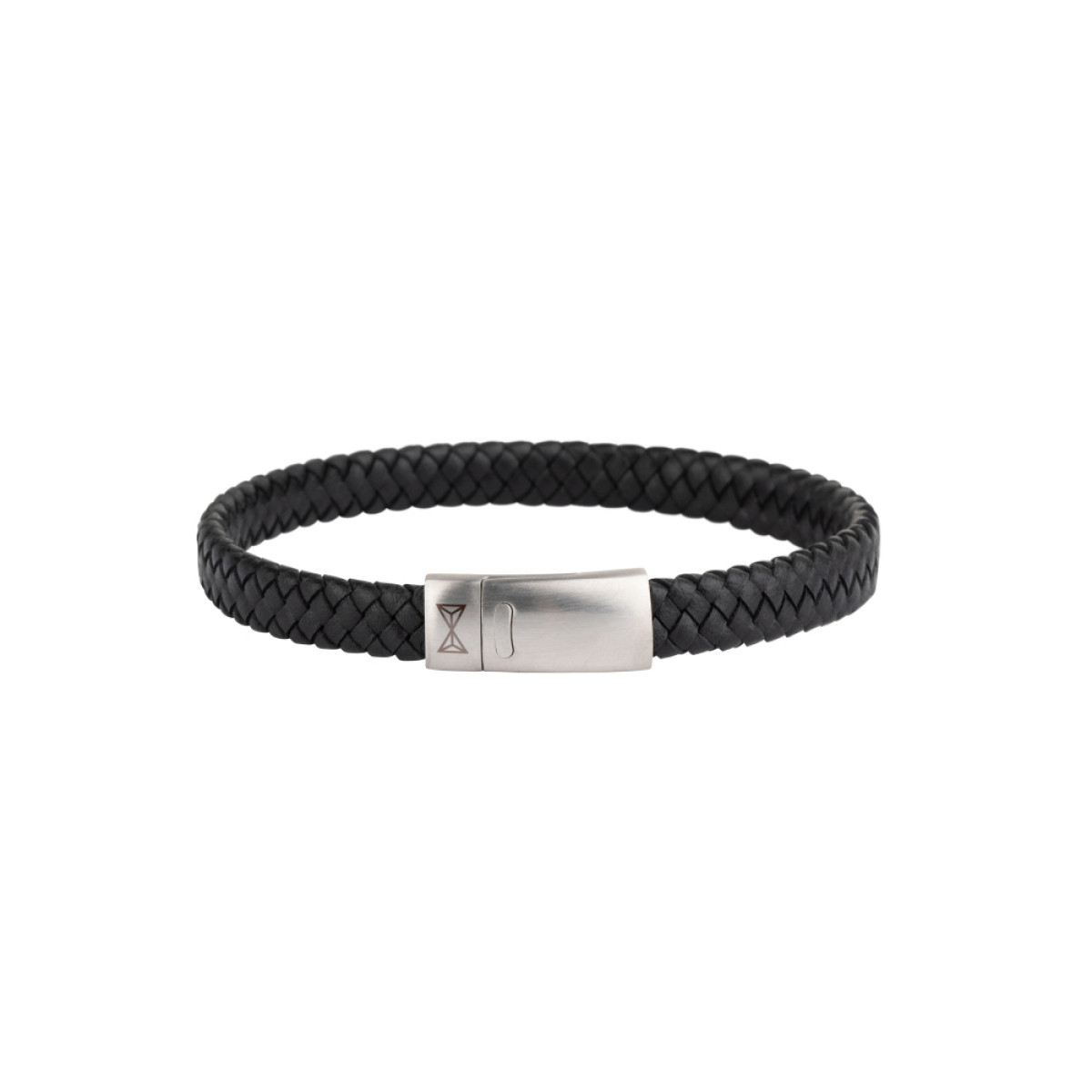 Aze Jewels Adventure AZ-BL010-D zwarte leren armband met zilverkleurige magneetsluiting 7 mm breed