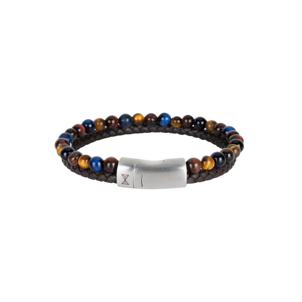 Aze Jewels Adventure AZ-BL020-A kralen- en leren armband met tijgeroog 12 mm breed
