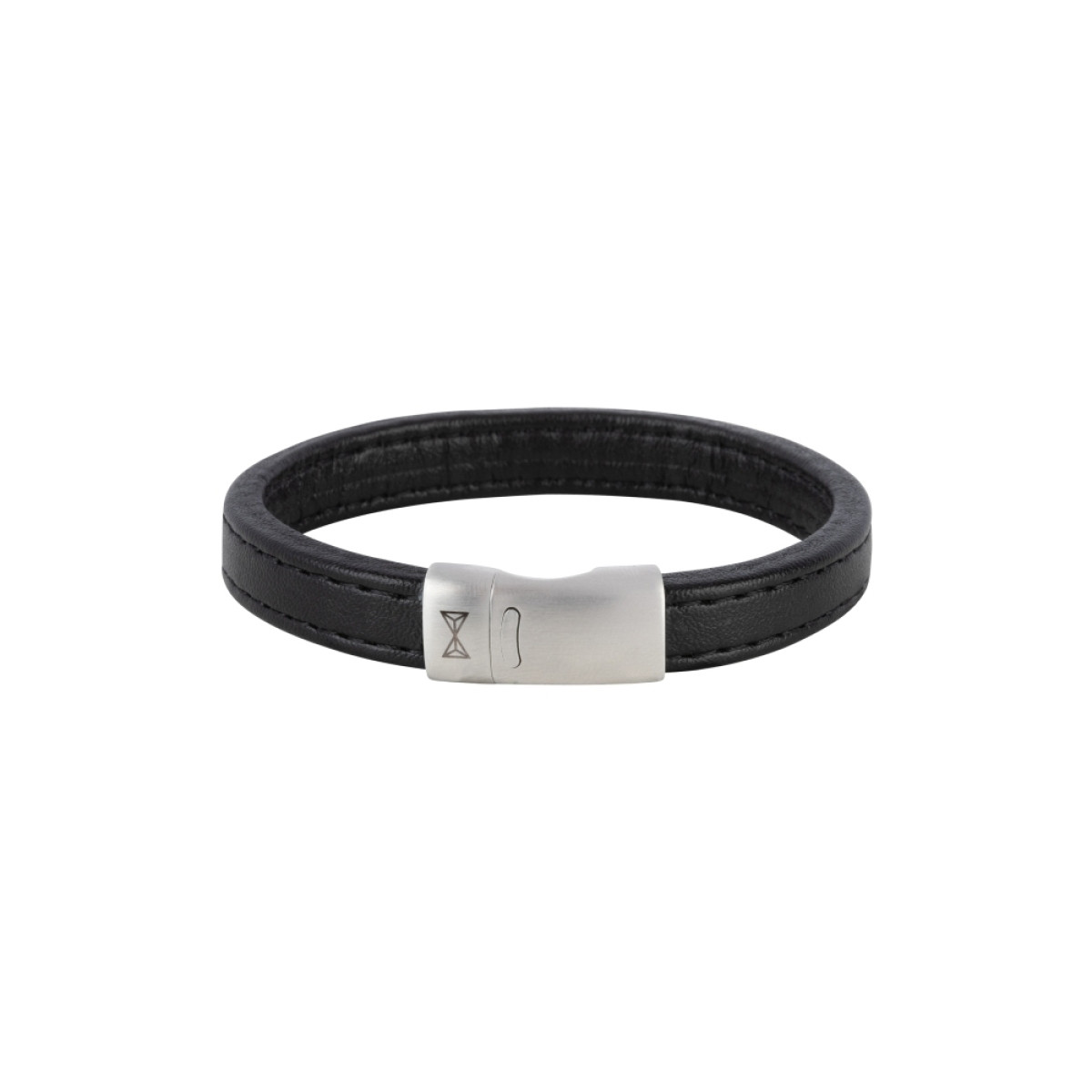 Aze Jewels Adventure AZ-BL025-A leren zwarte armband met zilverkleurige sluiting 11 mm breed