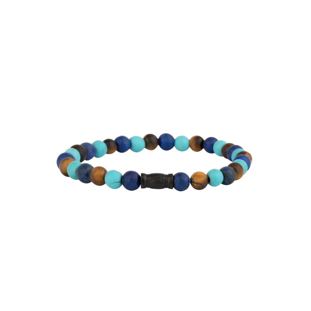 Aze Jewels Aze Jewels Rocks AZ-BS609-A herenarmband met blauwe en bruine stenen 6 mm breed