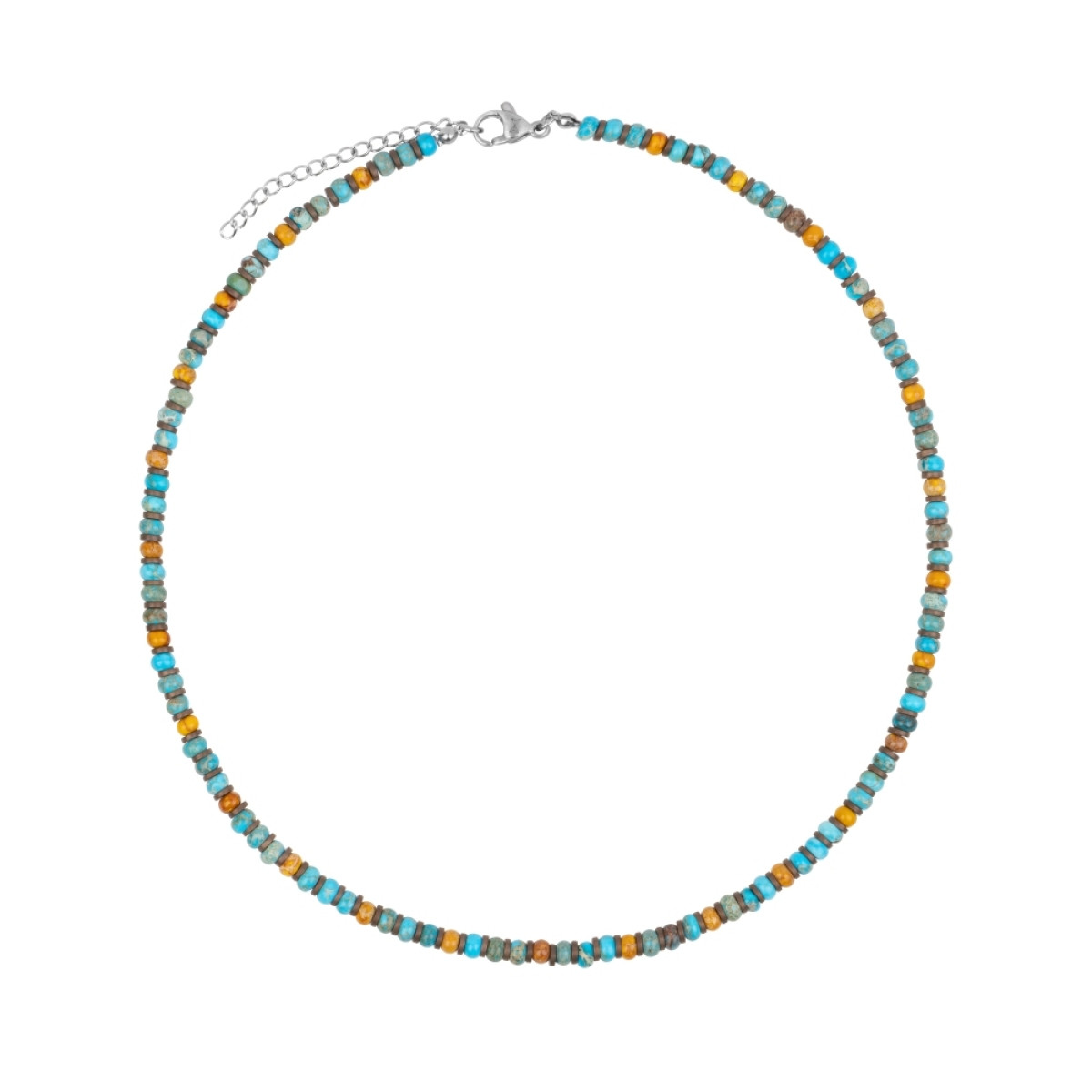 Aze Jewels Aze Jewels Rocks AZ-NL410-A kralenketting agaat hematiet turkoois 6 mm breed - Lengte 45-50 cm