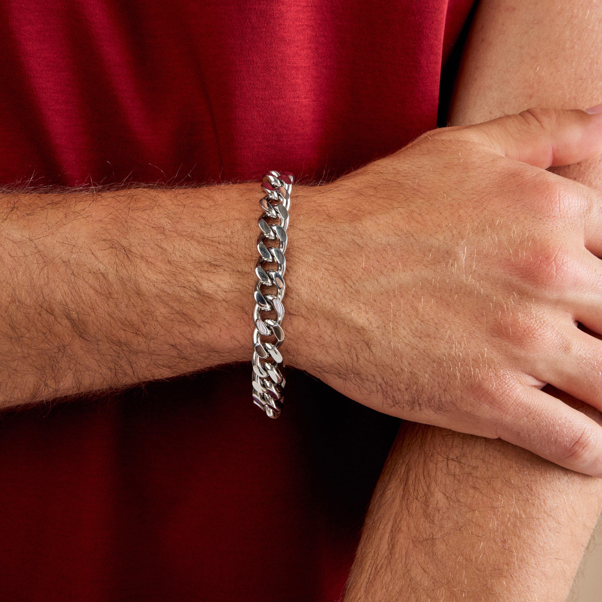 Aze Jewels Ferro AZ-BM001-A zilverkleurige gourmet schakelarmband 11 mm breed