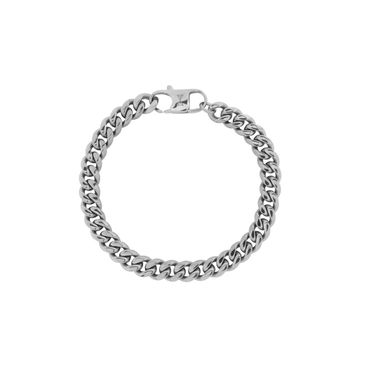 Aze Jewels Ferro AZ-BM007-A zilverkleurige stalen armband met gourmet schakels 8 mm breed
