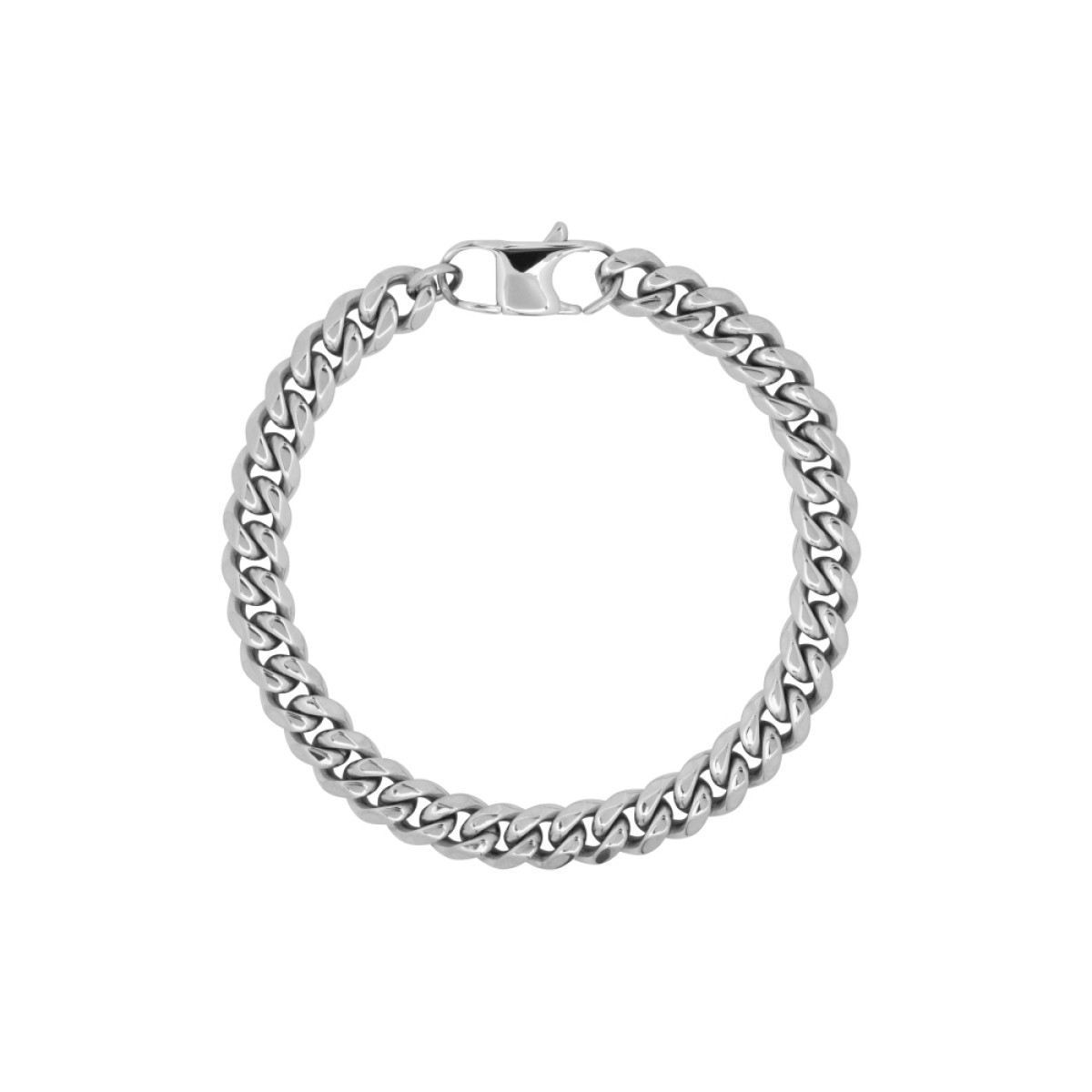 Aze Jewels Ferro AZ-BM007-A zilverkleurige stalen armband met gourmet schakels 8 mm breed