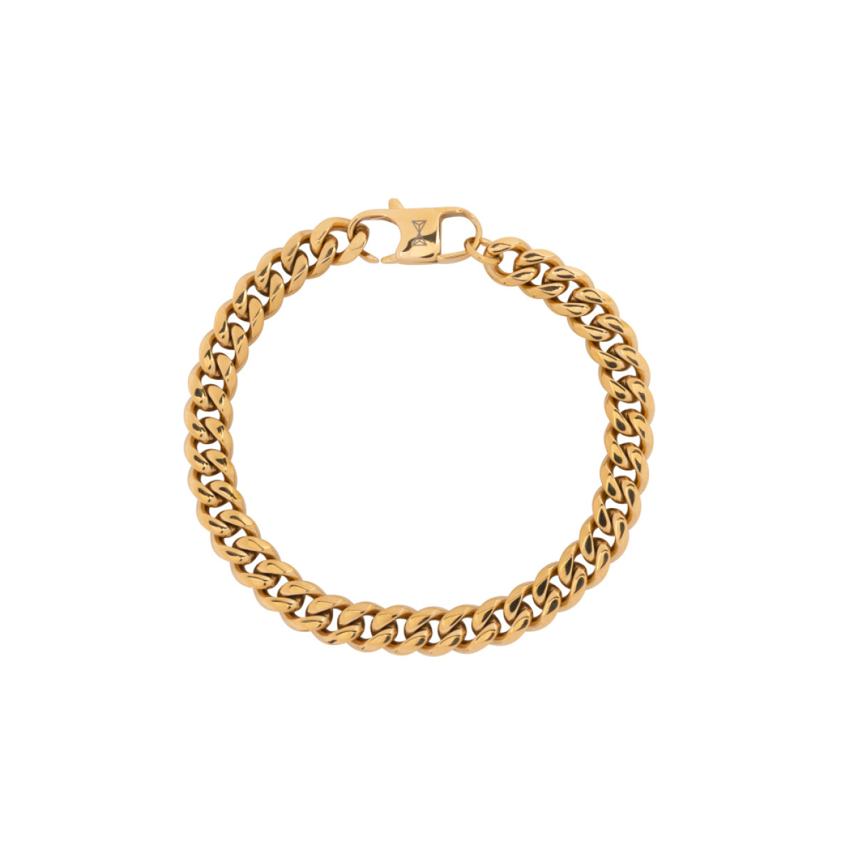 Aze Jewels Ferro AZ-BM007-C goudkleurige stalen armband met gourmet schakels 8 mm breed