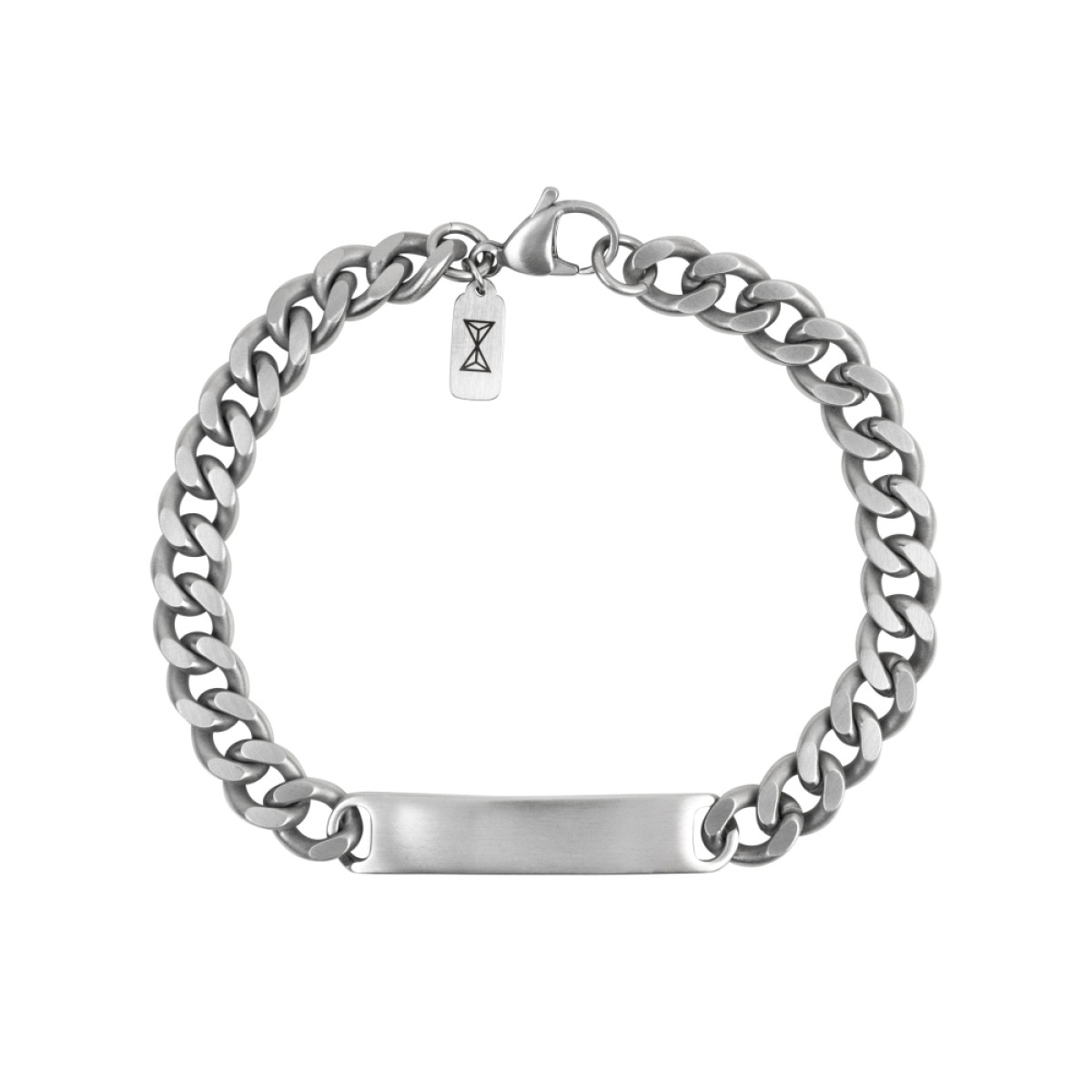 Aze Jewels Ferro AZ-BM010-A zilverkleurige plaatarmband met gourmet schakels 8 mm breed