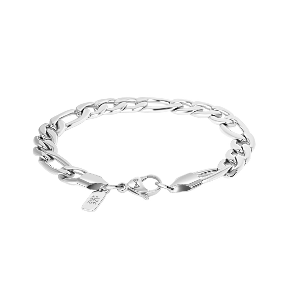 Aze Jewels Ferro AZ-BM011-A zilverkleurige schakelarmband met figaro schakels 8 mm breed
