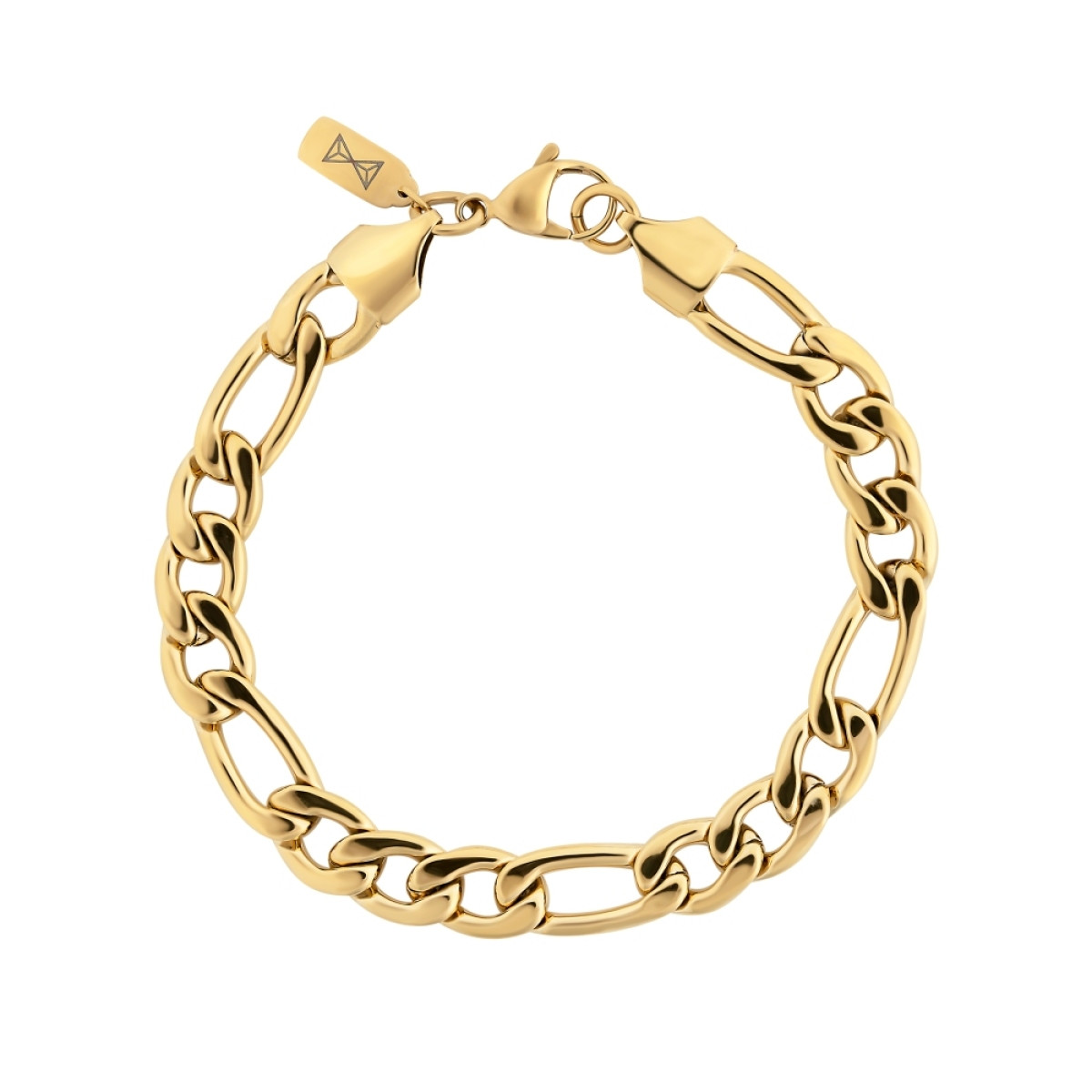 Aze Jewels Ferro AZ-BM011-C goudkleurige stalen armband met figaro schakels 8 mm breed