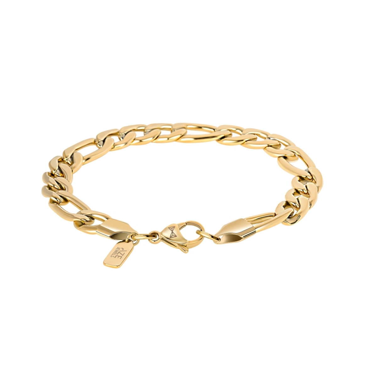 Aze Jewels Ferro AZ-BM011-C goudkleurige stalen armband met figaro schakels 8 mm breed