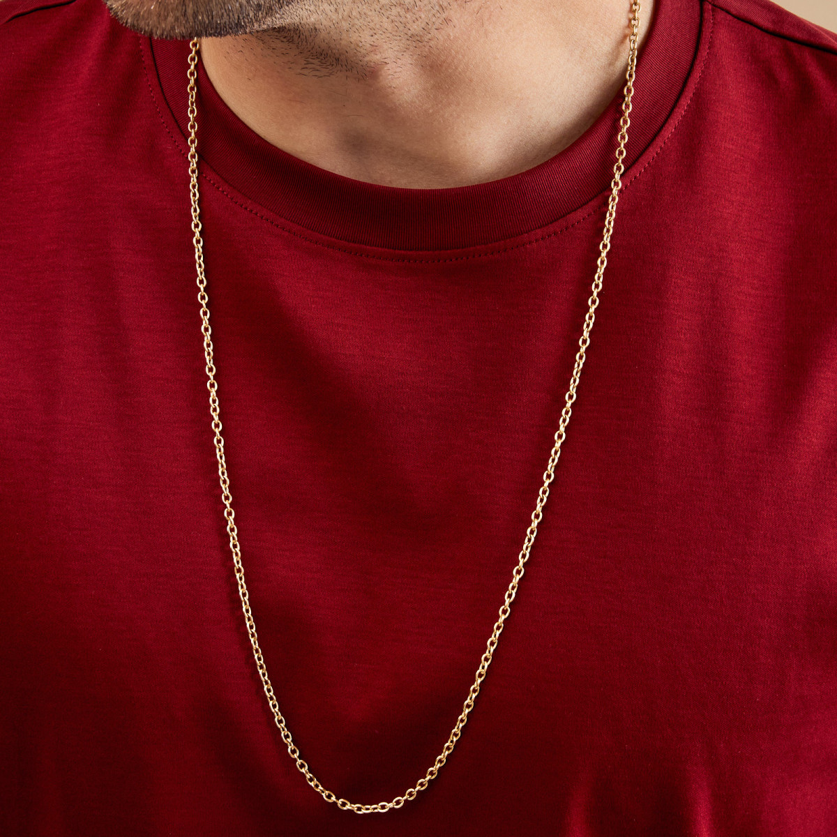 Aze Jewels Ferro AZ-NL001-Z goudkleurige schakelketting 3 mm breed - Lengte 70-80 cm