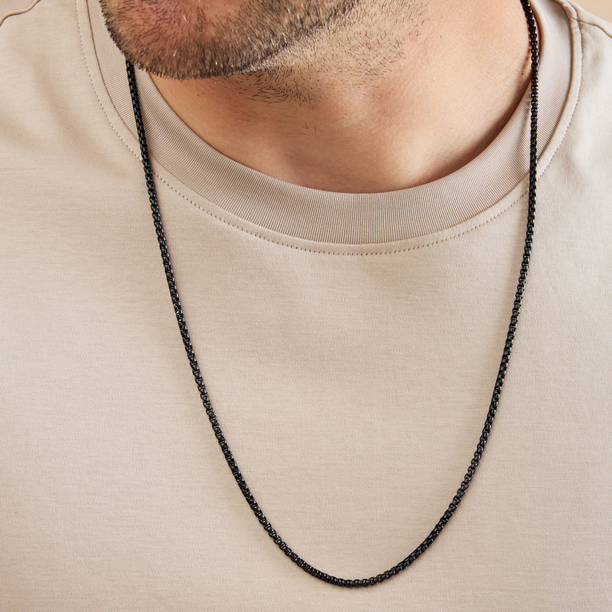 Aze Jewels Ferro AZ-NL003-Y zwart gekleurde schakelketting 3 mm breed - Lengte 60-70 cm