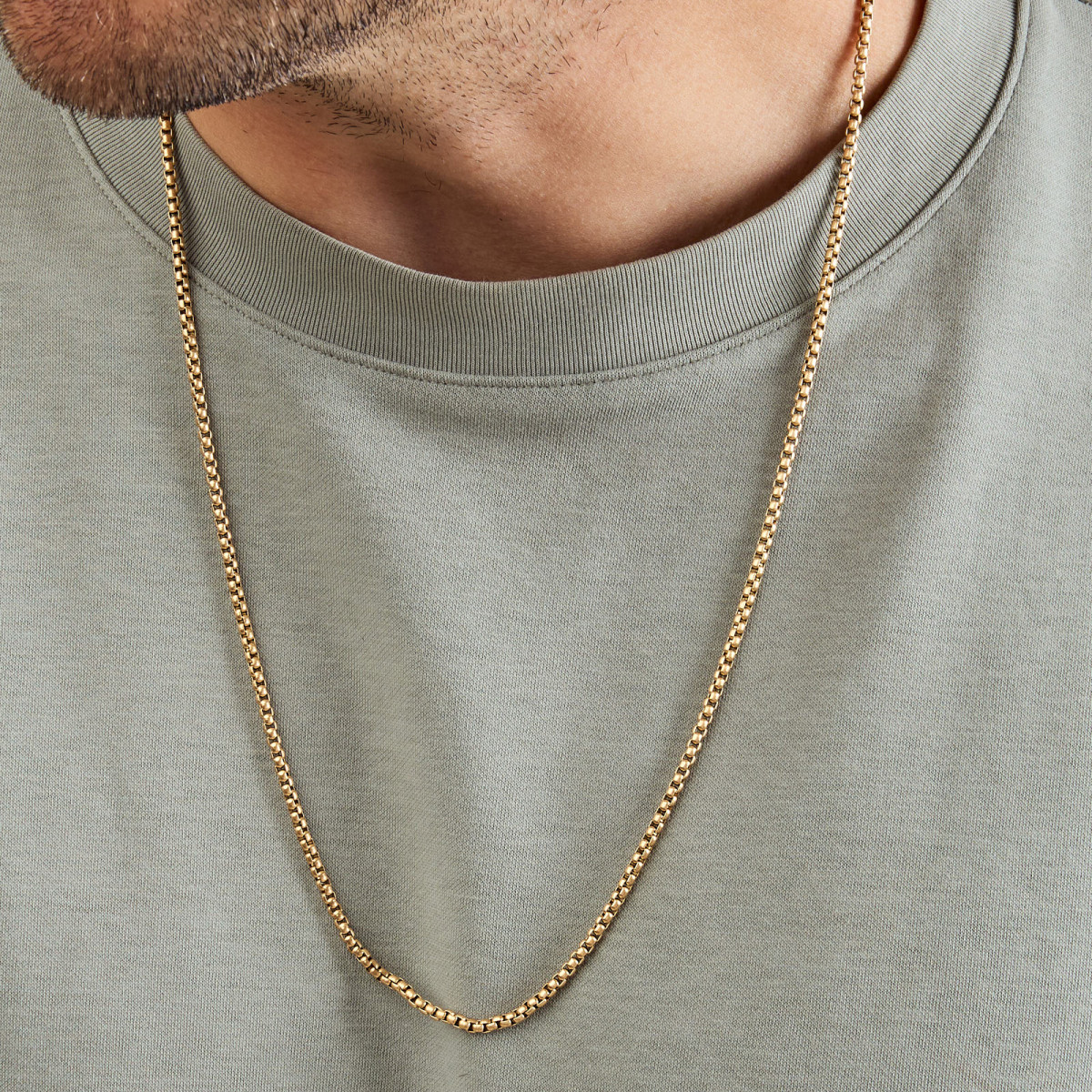 Aze Jewels Ferro AZ-NL003-Z goudkleurige schakelketting 3 mm breed - Lengte 60-70 cm
