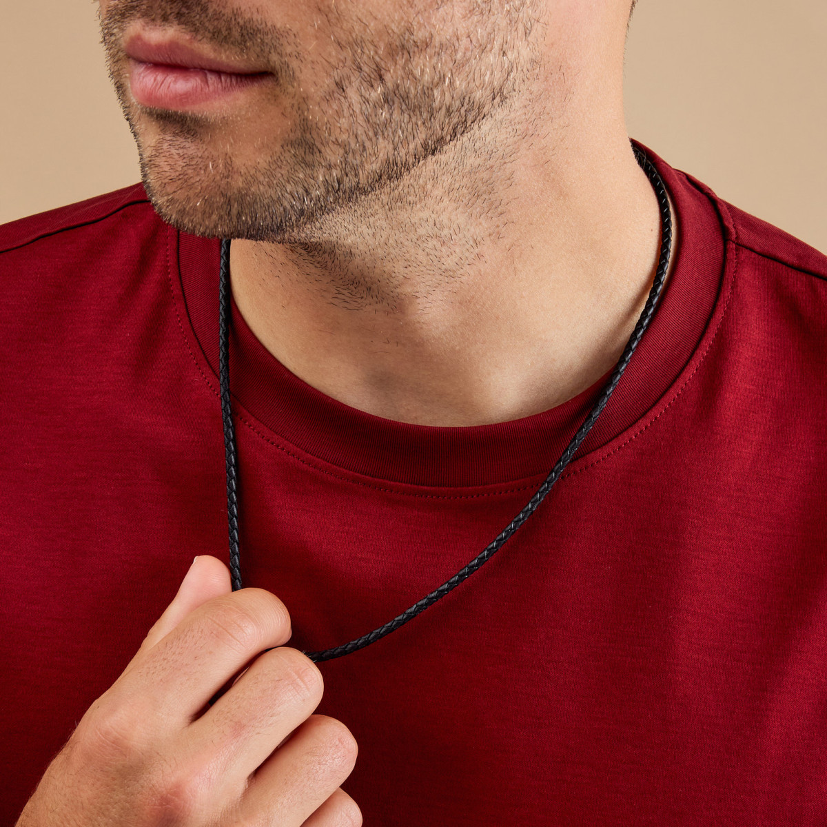Aze Jewels Ferro AZ-NL009-Y-060 zwarte gevlochten ketting met zilverkleurige sluiting 3 mm breed - Lengte 60 cm