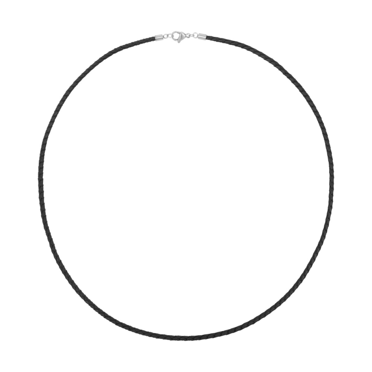 Aze Jewels Ferro AZ-NL009-Y-060 zwarte gevlochten ketting met zilverkleurige sluiting 3 mm breed - Lengte 60 cm