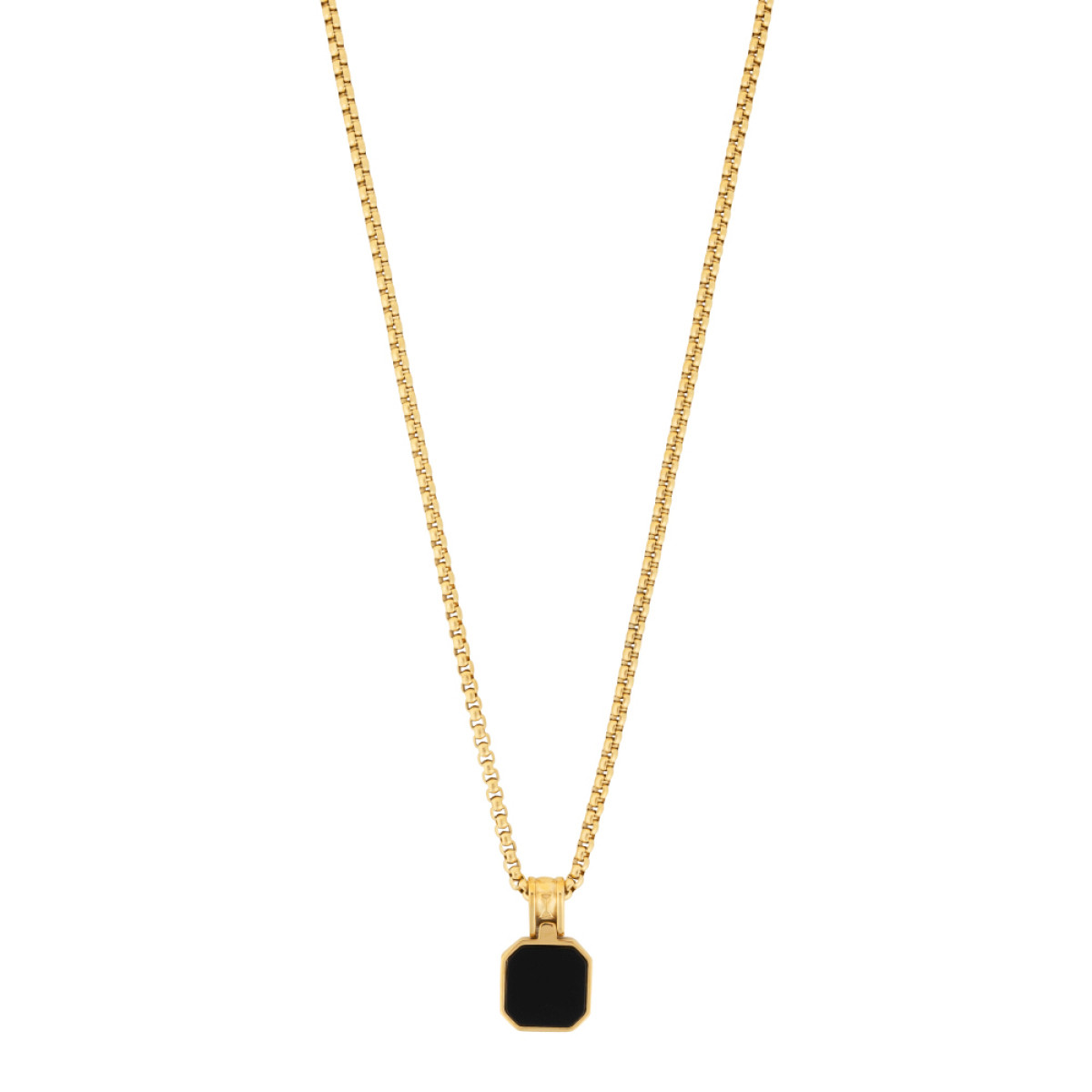 Aze Jewels Ferro AZ-NL010-C goudkleurig stalen zwarte ketting met achthoek - Lengte 50-60 cm