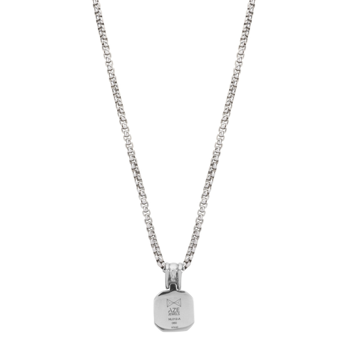 Aze Jewels Ferro AZ-NL012-A zilverkleurige ketting met achthoekige blauwe hanger - Lengte 50-60 cm