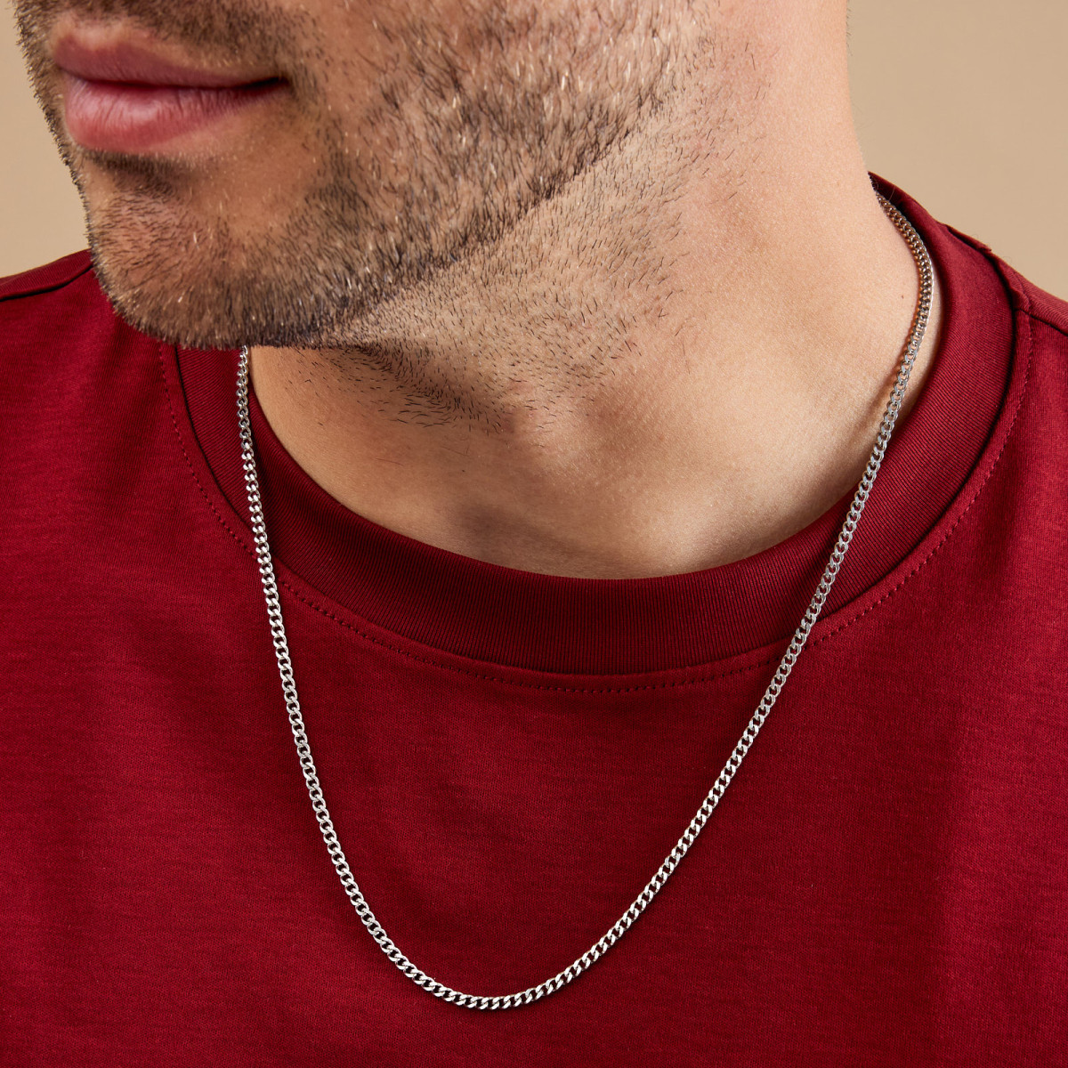 Aze Jewels Ferro AZ-NL016-A-060 zilverkleurige gourmet schakelketting 3 mm breed - Lengte 50-60 cm