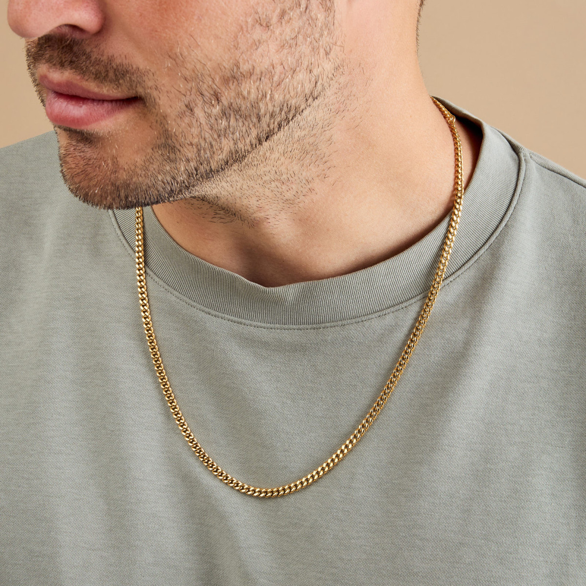 Aze Jewels Ferro AZ-NL017-C goudkleurige gourmet schakelketting 4 mm breed - Lengte 60 cm