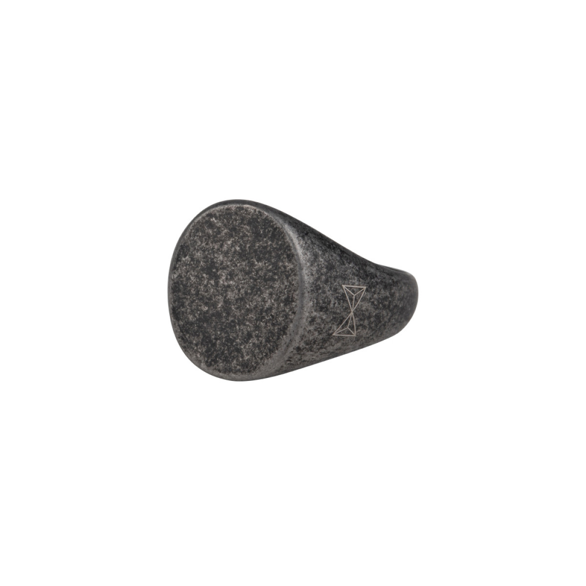 Aze Jewels Ferro AZ-RG002-C zwarte stalen ovale zegelring met matte afwerking
