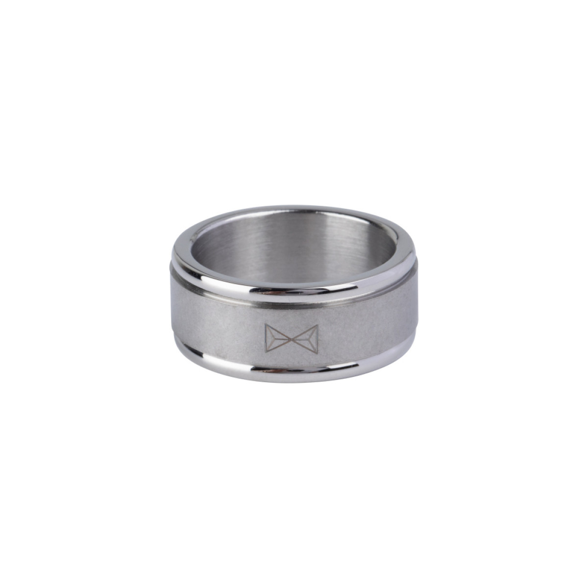 Aze Jewels Ferro AZ-RG003-A zilverkleurige stalen herenring met mat en glanzend ontwerp