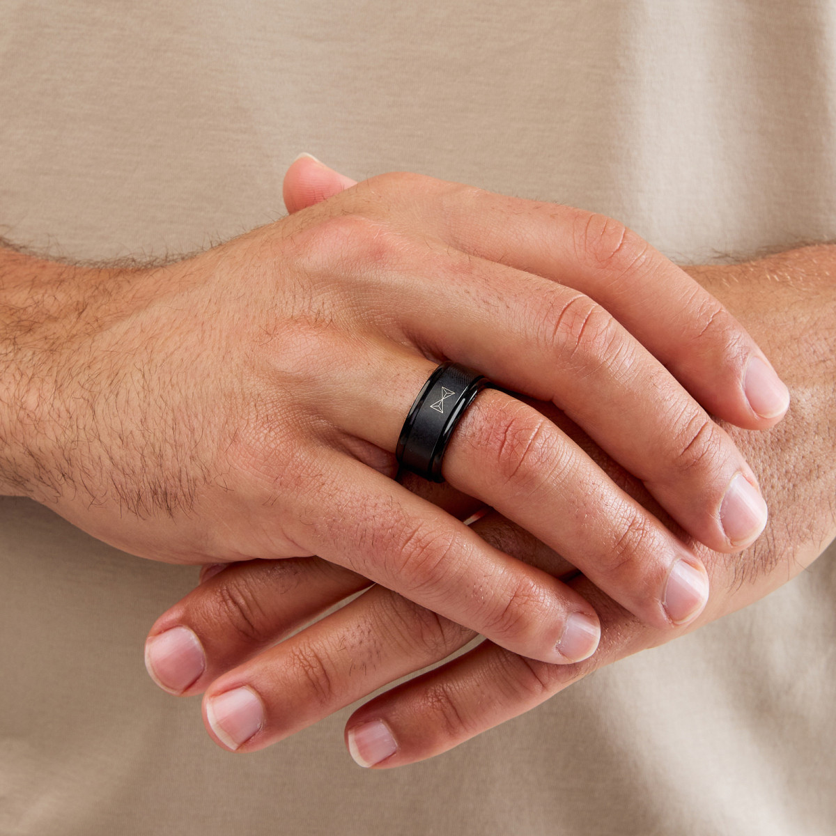 Aze Jewels Ferro AZ-RG003-B zwarte stalen ring met glanzende en matte afwerking 10 mm breed