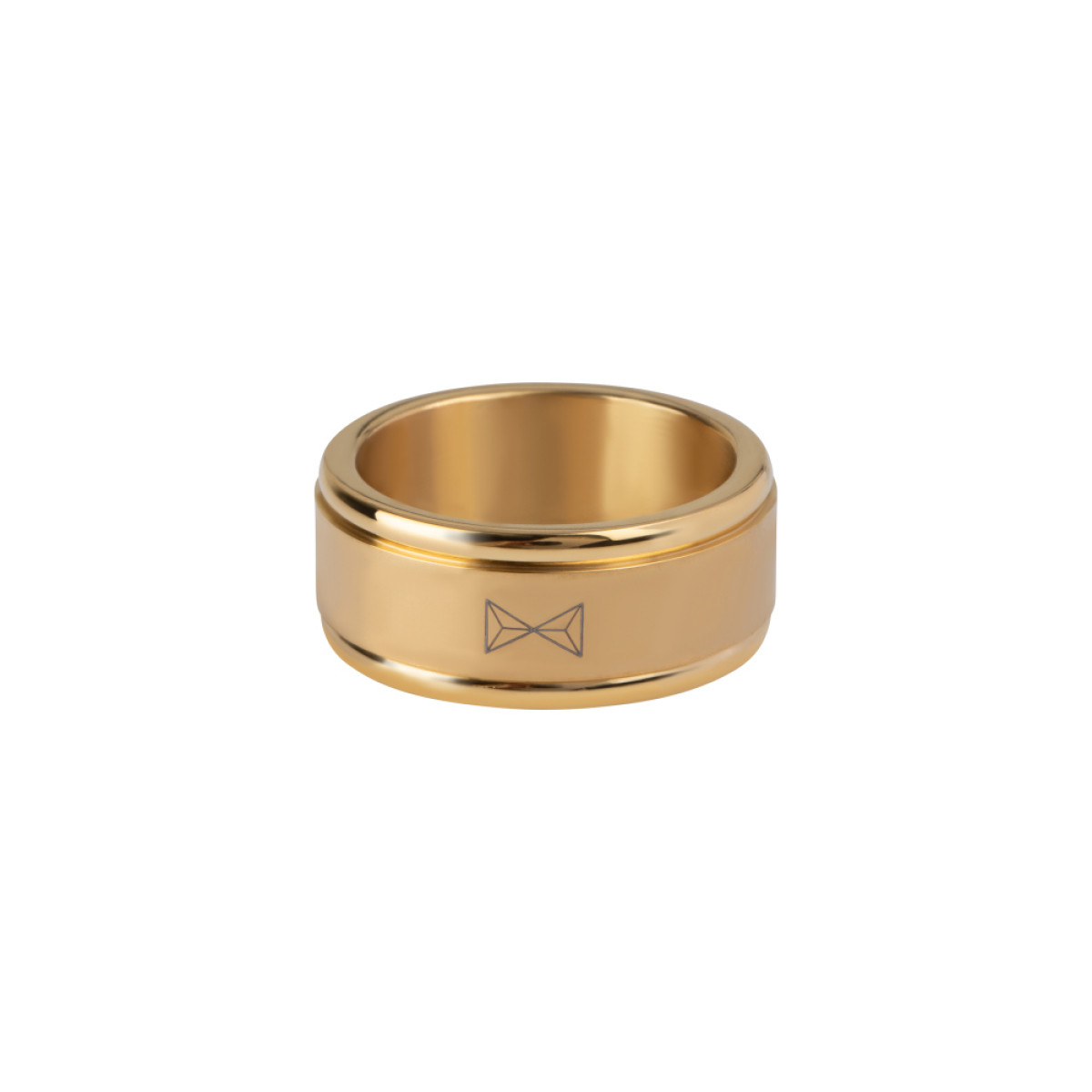 Aze Jewels Ferro AZ-RG003-D herenring van goudkleurig staal met glanzende afwerking 8 mm breed