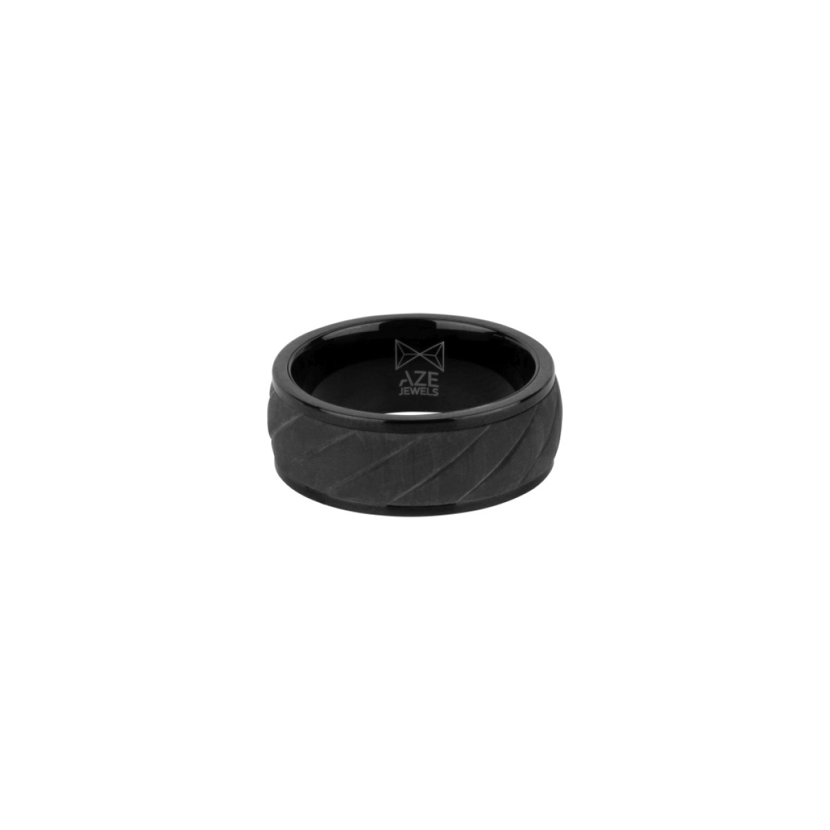Aze Jewels Ferro AZ-RG005-B herenring zwart staal mat glanzend
