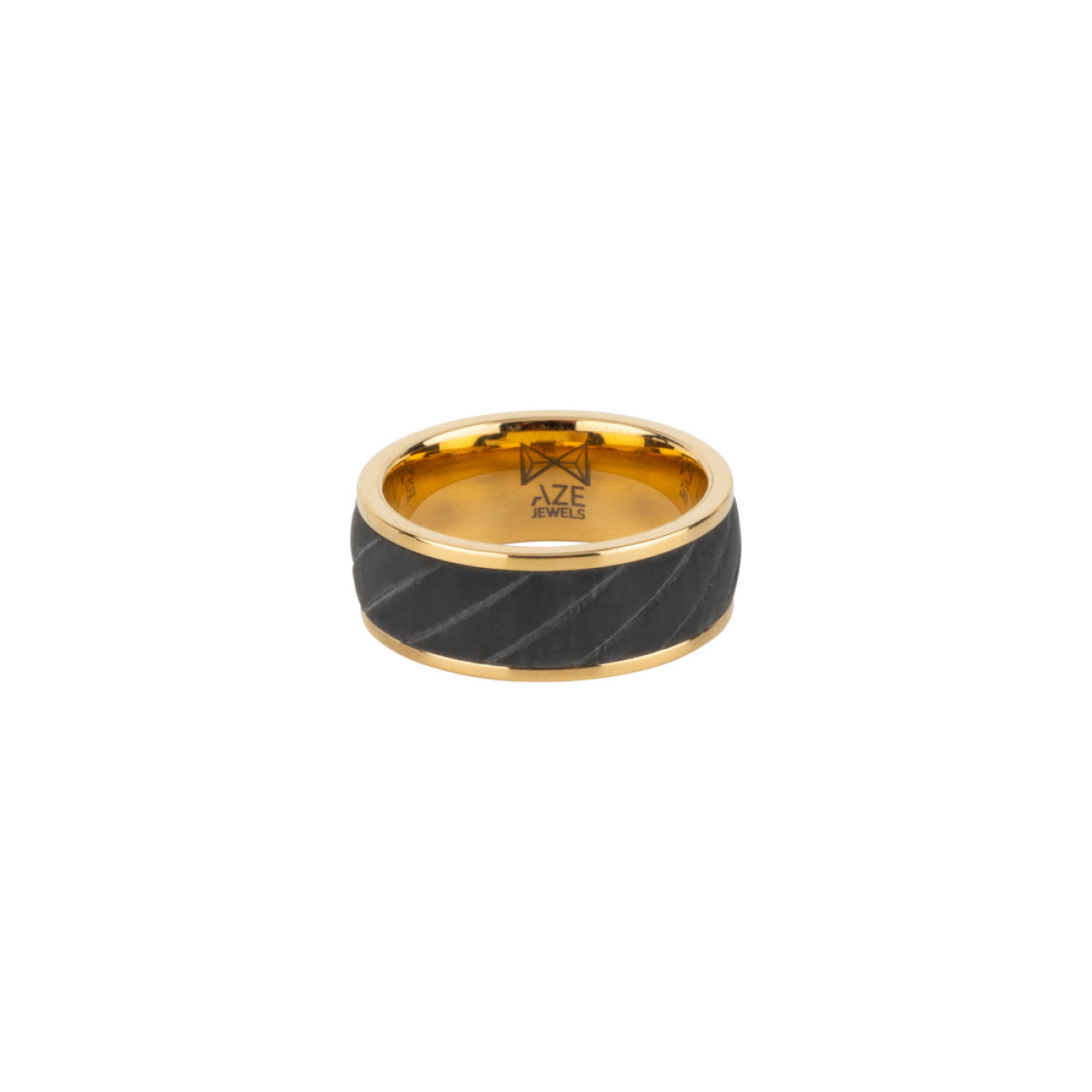 Aze Jewels Ferro AZ-RG005-C ring staal zwart-goudkleurig mat glanzend 8 mm breed
