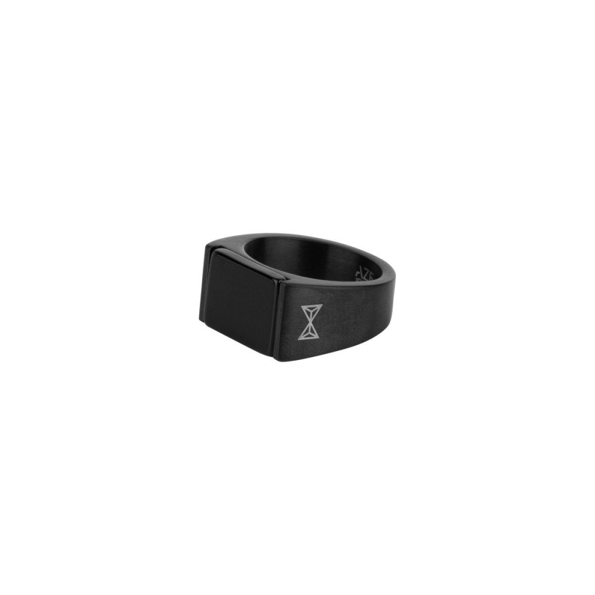 Aze Jewels Ferro AZ-RG006-B stalen zegelring zwart met rechthoekige onyx 12 mm breed