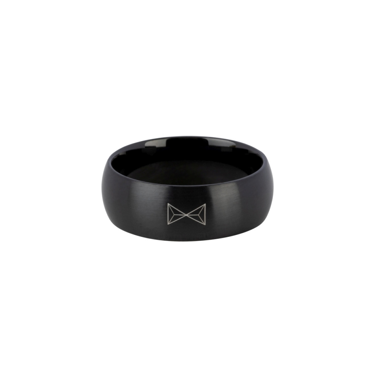 Aze Jewels Ferro AZ-RG009-B zwarte herenring van staal met merklogo 8 mm breed