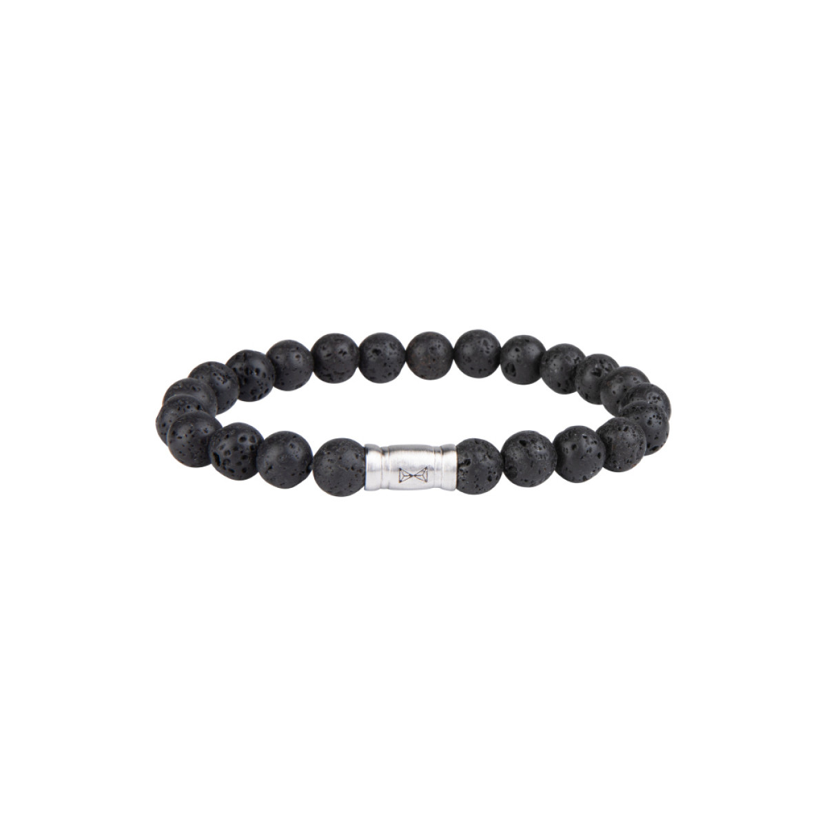 Aze Jewels Rocks AZ-BS001-A zwarte kralenarmband met lavasteen 8 mm breed