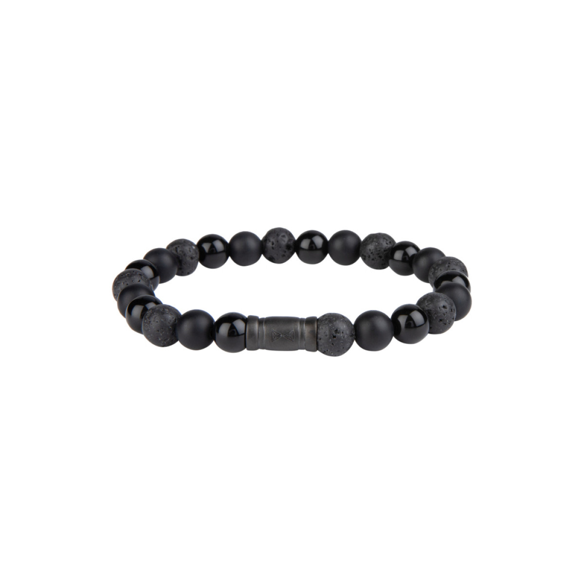 Aze Jewels Rocks AZ-BS003-A zwarte kralenarmband met onyx agaat lavasteen 8 mm breed