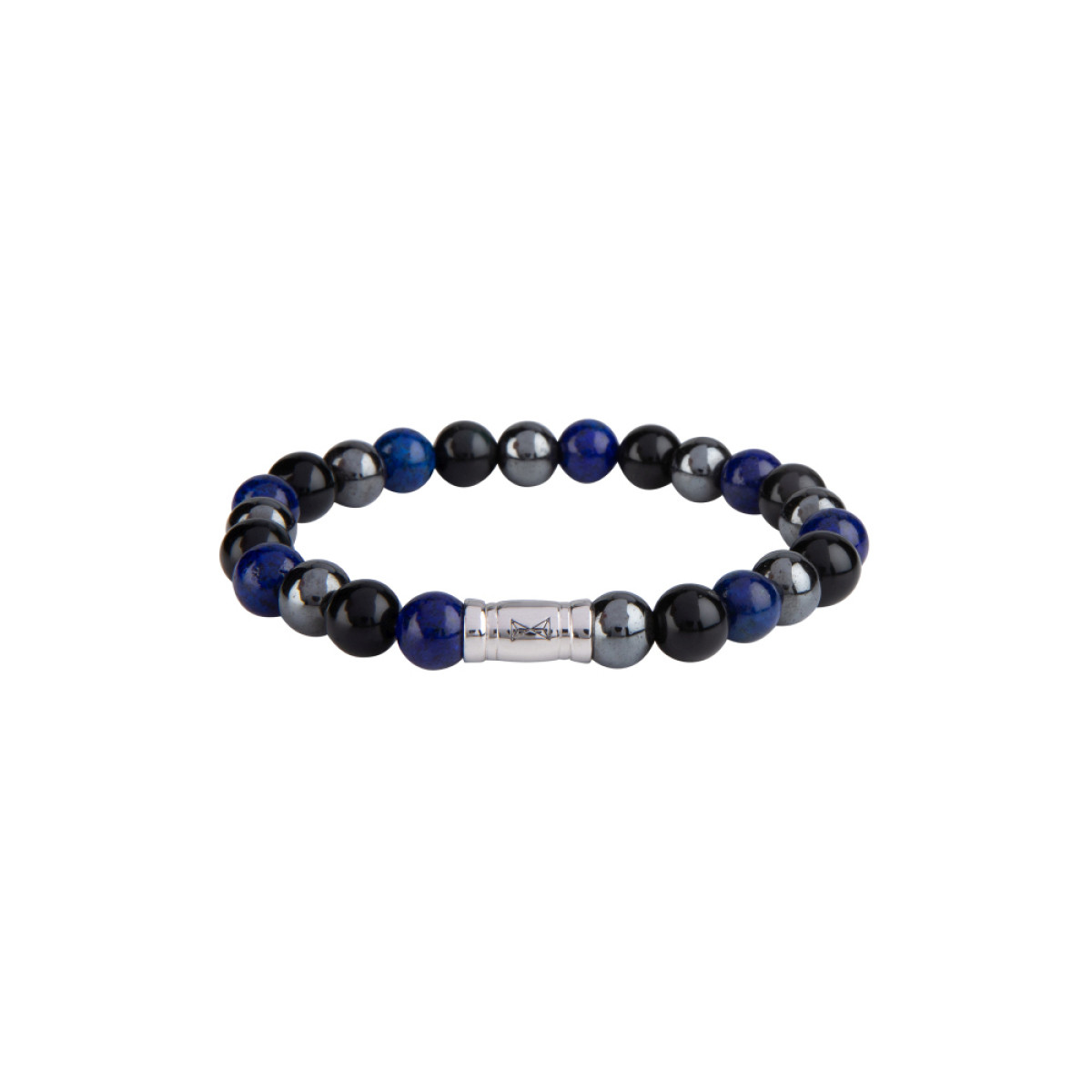Aze Jewels Rocks AZ-BS007-A zilveren kralenarmband met blauw grijze stenen 8 mm breed